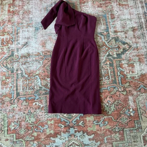 dress the population burgundy dress DRESS THE POPULATION Sandra Gown Burgundy floor length maxi formal dress size L